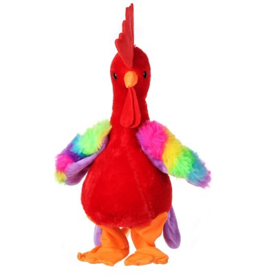 A716 Rooster Chicken Plush Sounding Doll Adorable Cock Stuffed Animal Fluffy Chicken Toys Gift Realistic Male Doll