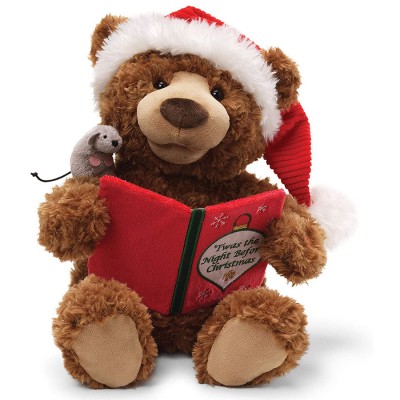 E804 Storytime Teddy Bear Animated Holiday Stuffed Animal Plush Christmas Musical Singing Plush Toys